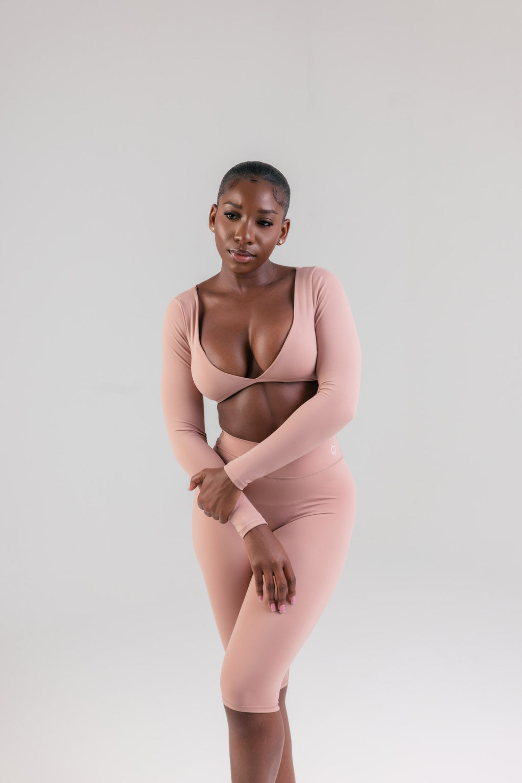 Longsleeve Elevated Capri Set- Dusty Pink
