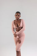 Longsleeve Elevated Capri Set- Dusty Pink
