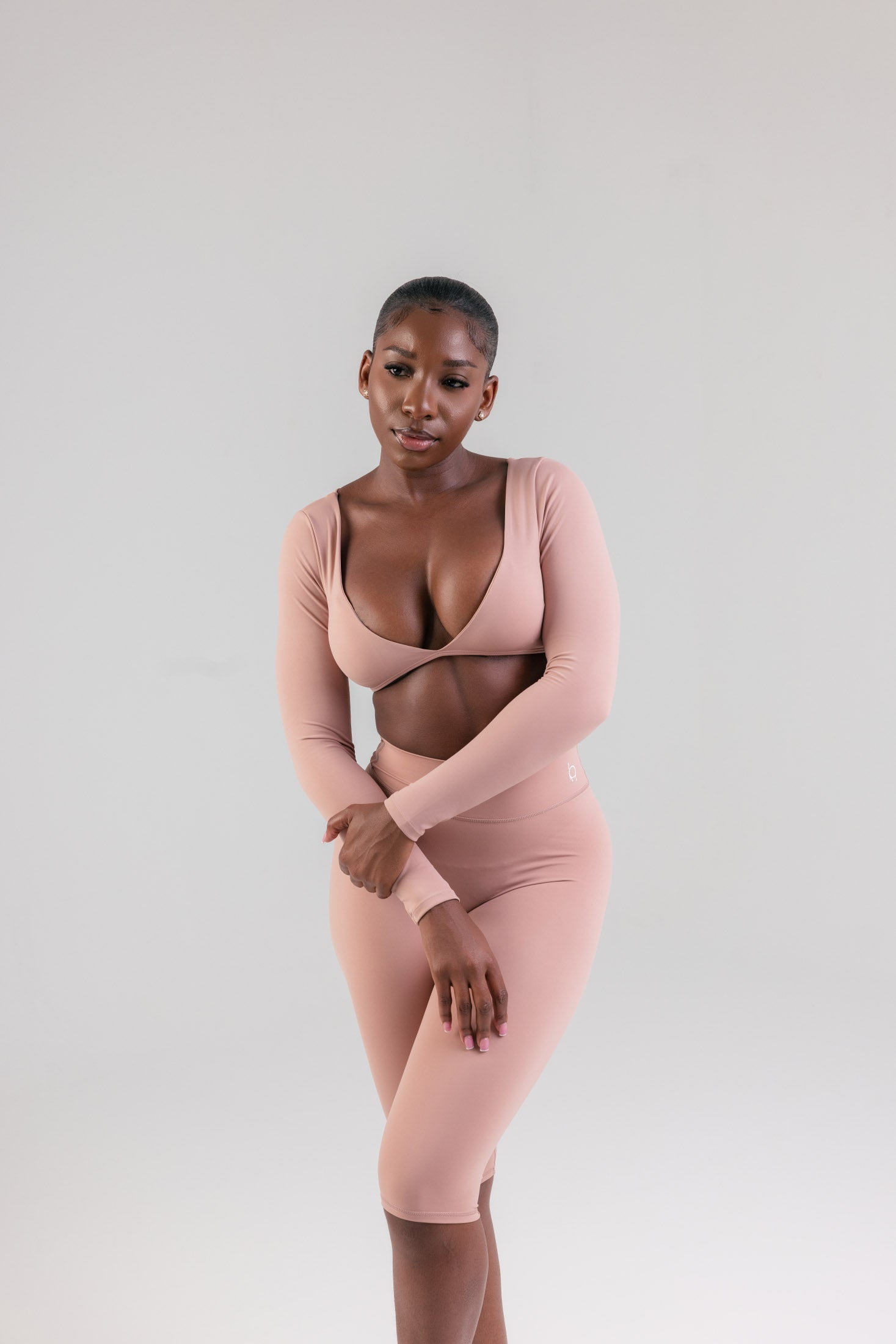 Longsleeve Elevated Capri Set- Dusty Pink