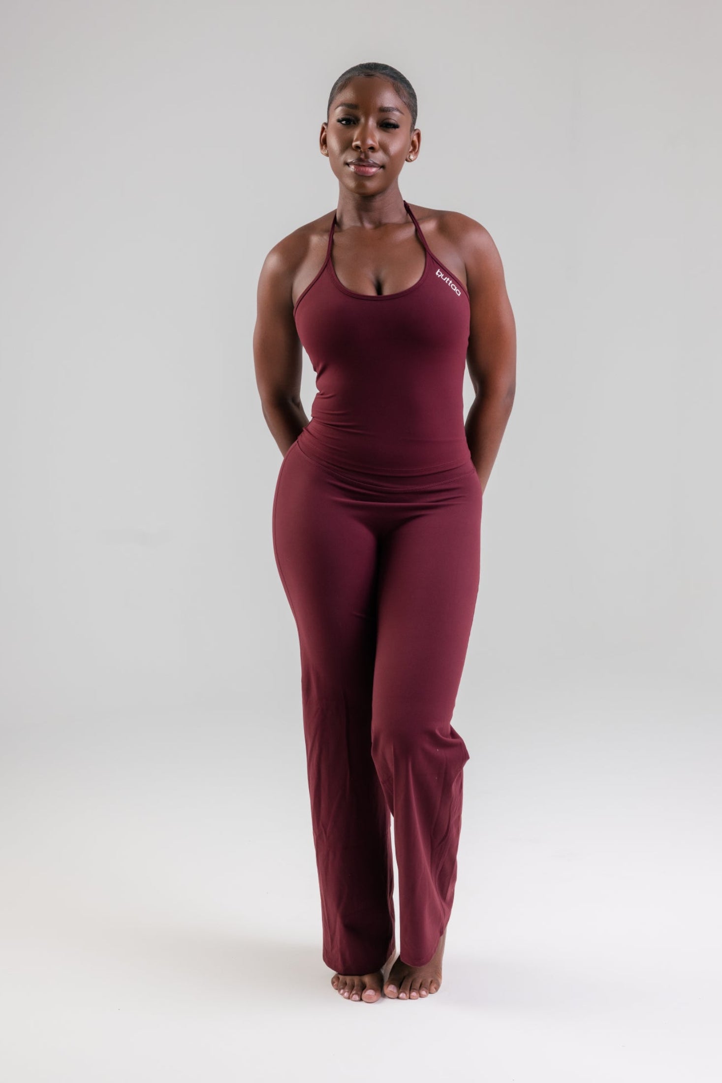 Seamless Straight Leg Pants + Slim Halter- Magenta