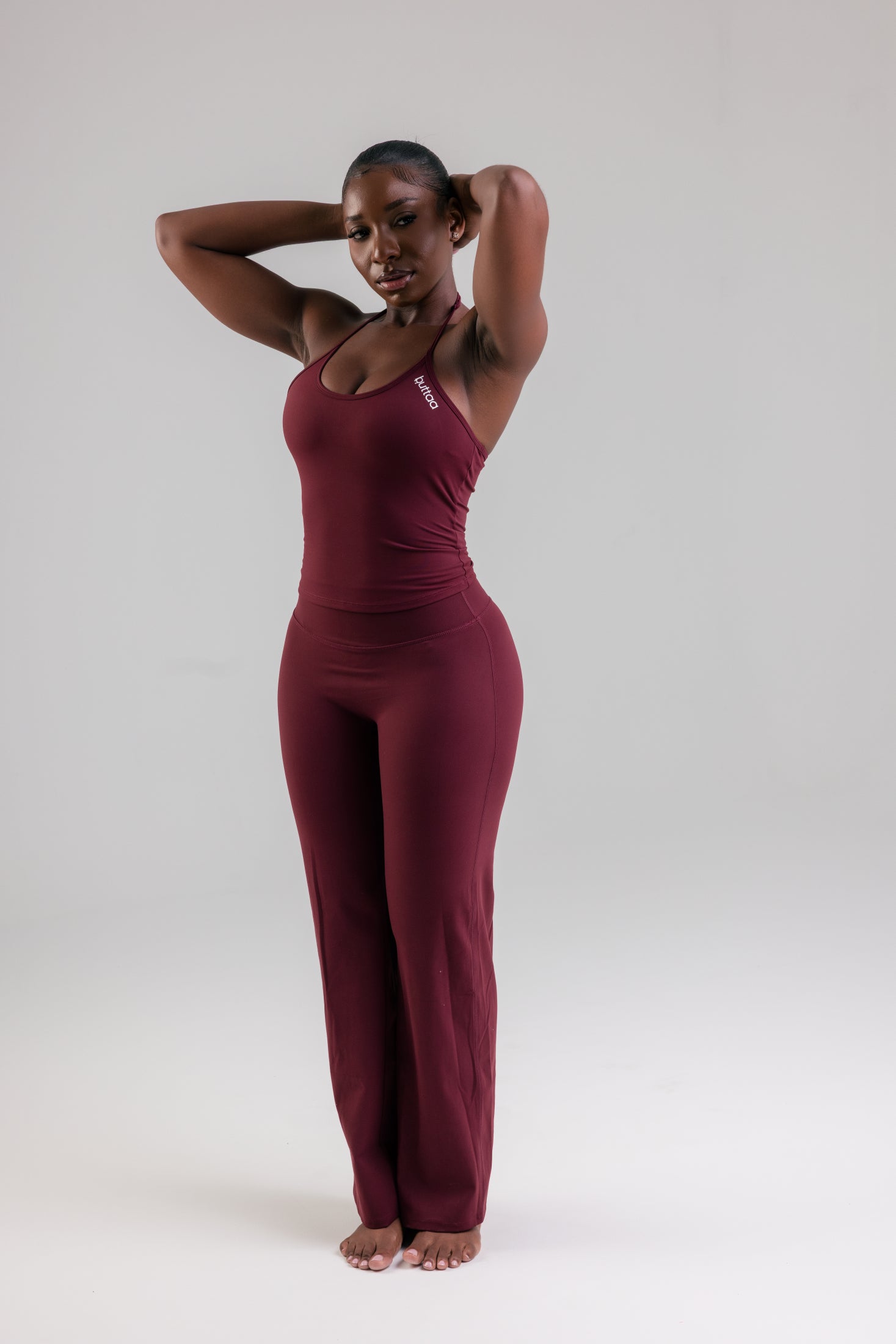 Seamless Straight Leg Pants + Slim Halter- Magenta