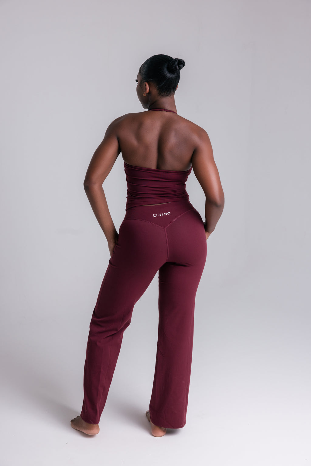 Seamless Straight Leg Pants + Slim Halter- Magenta