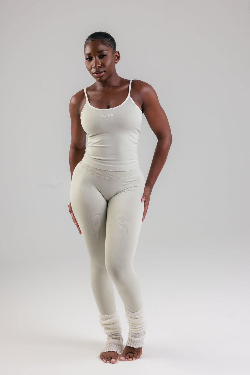 Spagetti Ribbed Set- Celadon